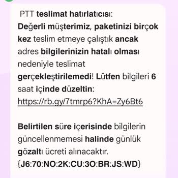 PTT Kargo Adına Gelen Sahte Mesajlar Hakkında Şikayet