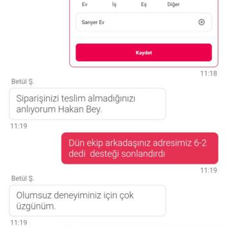 Yemeksepeti Adres Hatası Nedeniyle Siparişim Teslim Edilmedi