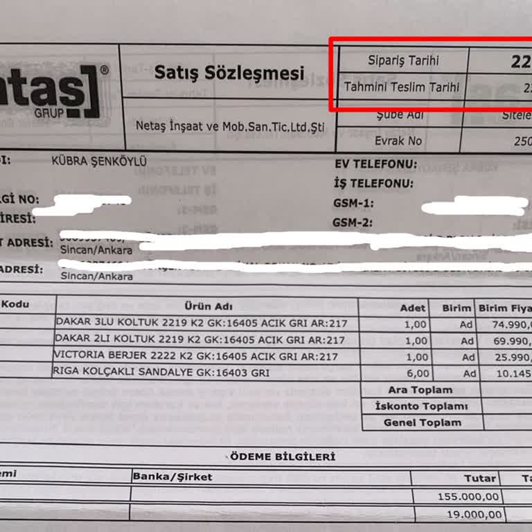 Enza'dan Aldığım Sandalyeler 3 Ay Geçmesine Rağmen Teslim Edilmedi, Mağduriyet Yaşıyorum