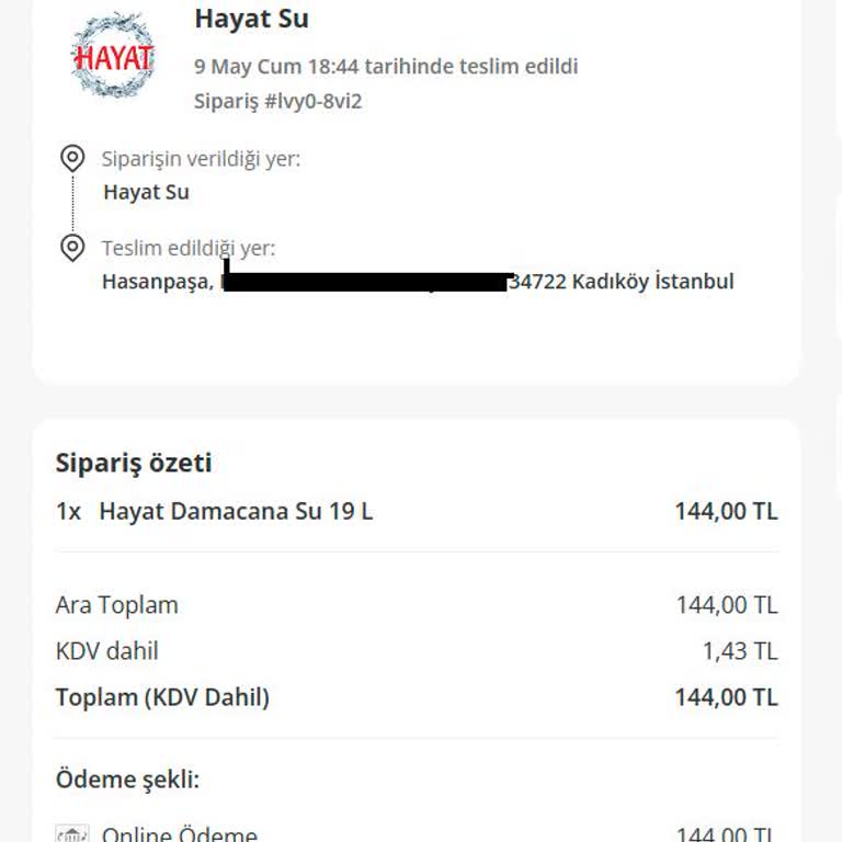 Yemeksepeti Su Siparişi İptal Edilemedi Teslim Edilmeden Teslim Edildi Görünüyor