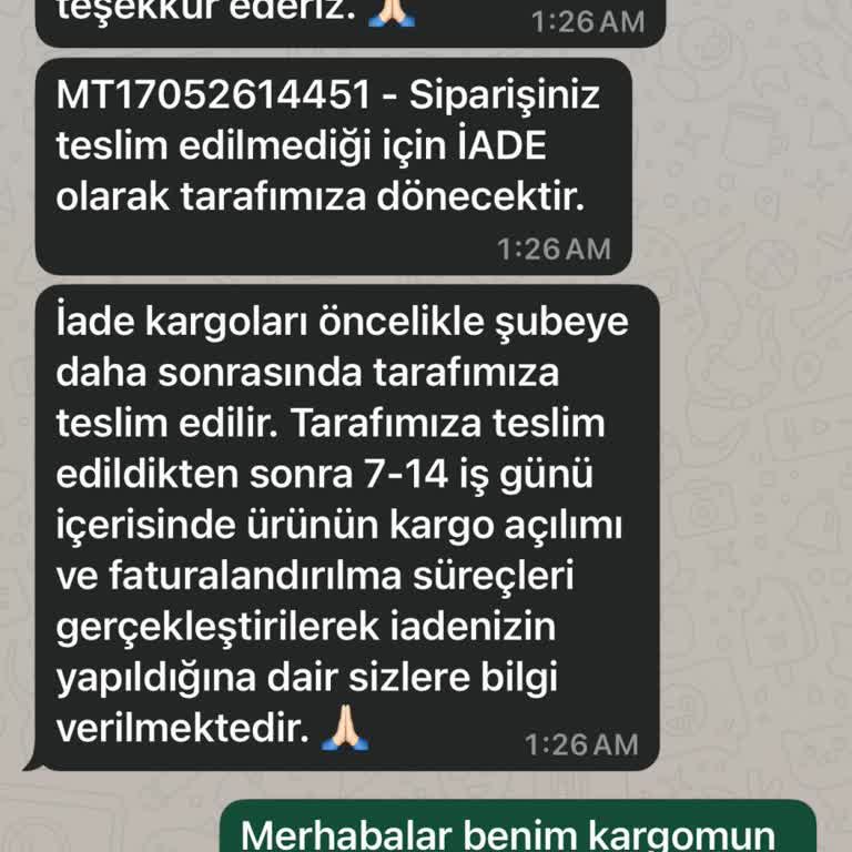 Siparişim Zamanında Gelmedi Kargo İade Edildi Açıklama Yapılmadı