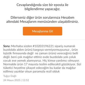 Teslim Edilmeyen Buzdolabı Nedeniyle Yaşanan Mağduriyet Ve İlgisizlik
