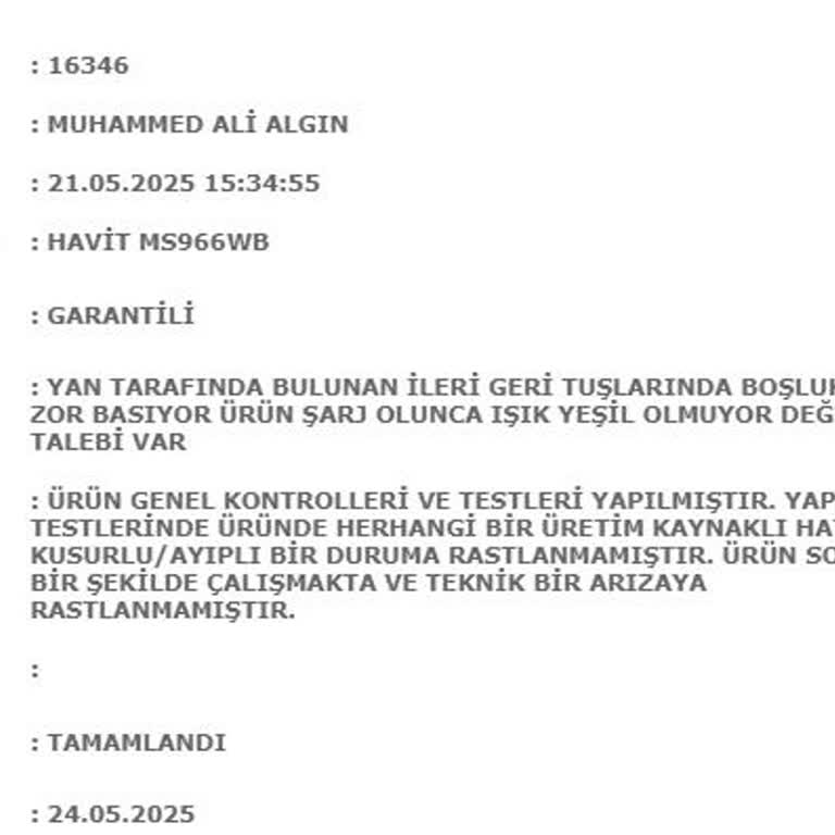 Belirgin Sorunlara Rağmen Servis Kusur Bulmadı, Çözüm Bekliyorum