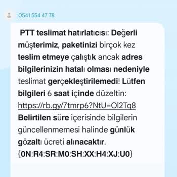 PTT Kargo Adı Kullanılarak Yanıltıcı Mesaj Geldi, Güvenlik Endişesi Yaşıyorum