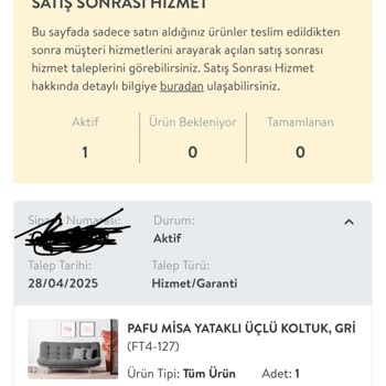 Kırılan Koltuk İçin Garanti Hizmeti Bekleniyor