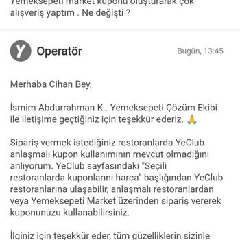 Yemeksepeti Müşteri Hizmetleri Aynı Cevabı Tekrar Verip Şikayetimi Kapatıyor