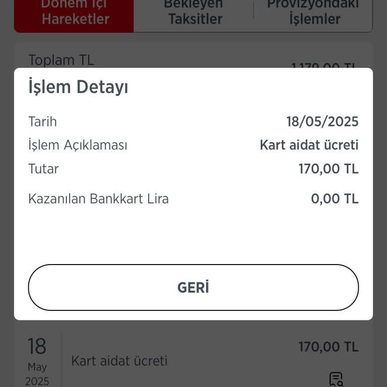 Ziraat Bankası Kartıma Haksız 170 TL Aidat Yansıtıldı İadesini İstiyorum