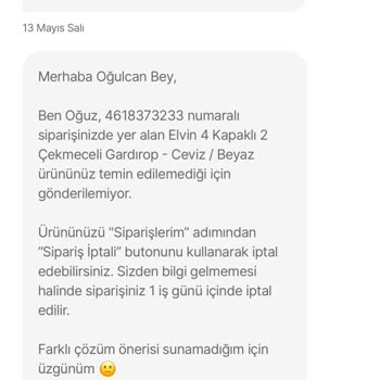 Siparişin 3 Hafta Bekletilip Aniden İptal Edilmesi Mağduriyet Yarattı