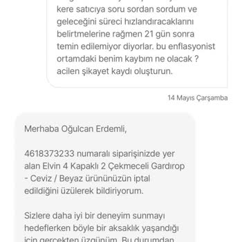 Siparişin 3 Hafta Bekletilip Son Anda İptal Edilmesi Mağduriyet Yarattı