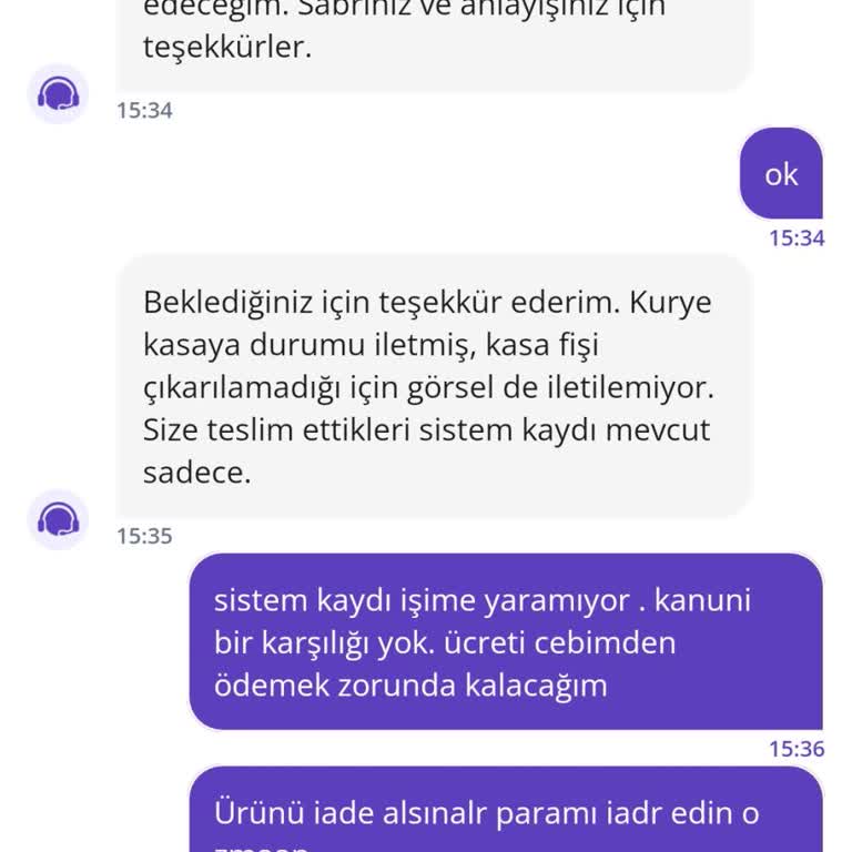 Getir Yemek Ve Bereket Döner Fatura Talebimi Karşılamadı