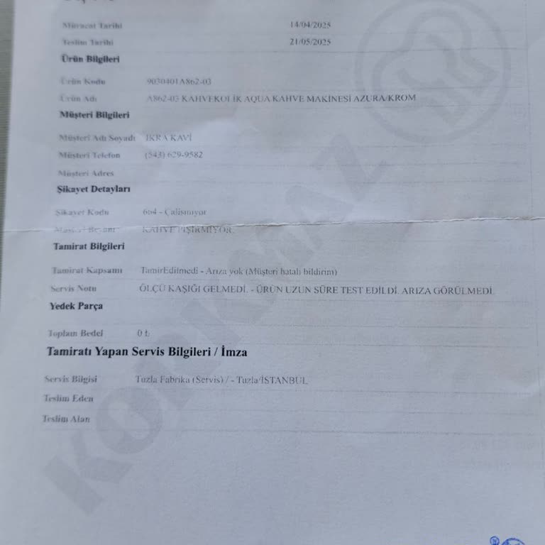 Kahve Makinemin Arızası Giderilmedi, Servisten Çözüm Alamıyorum