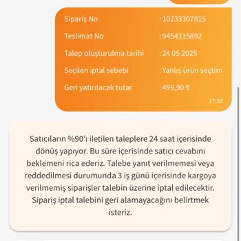 Kargoya Verilmemiş Siparişimin İptali Gerçekleştirilmiyor, Mağduriyet Yaşıyorum