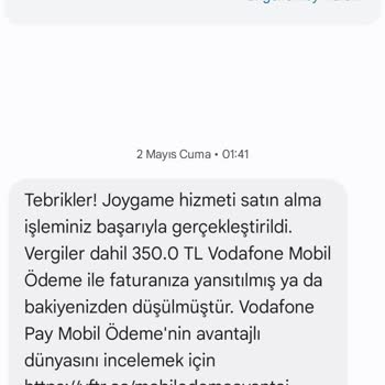 Vodafone Üzerinden İzinsiz Joygame Ödemesi Ve Faturama Yansıyan Mağduriyet