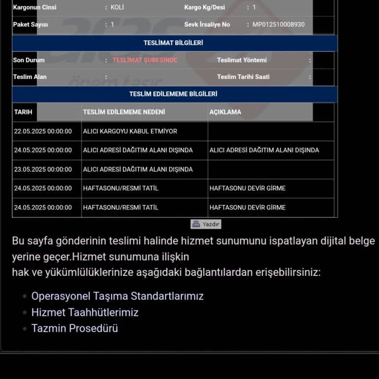 Kargom Aranmadan Şubeye Götürüldü Hastanede Çalıştığım İçin Teslim Alamadım