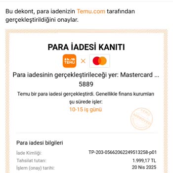Sipariş İptali Sonrası İade Sürecinde Destek Alamama Ve Para İadesi Sorunu