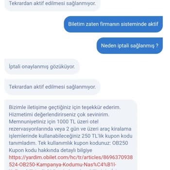 Biletim Haberim Olmadan İptal Edildi, Destek Alamadım
