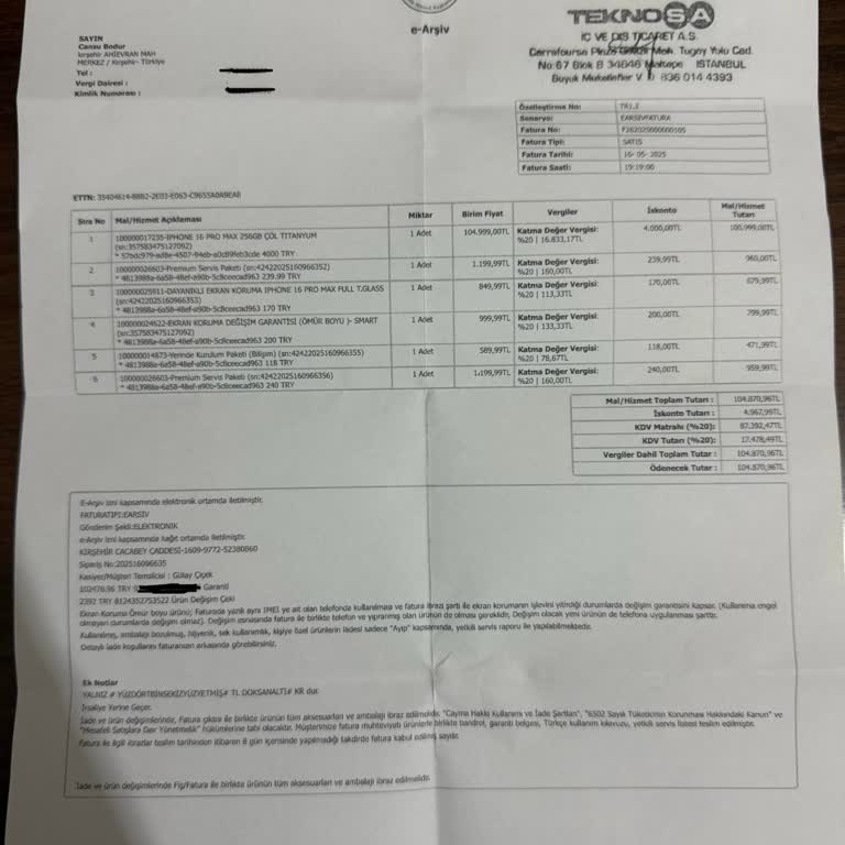 Teknosa'dan Satın Aldığım Telefonda Haksız Ekstra Ücretler Ve Fatura Sorunu