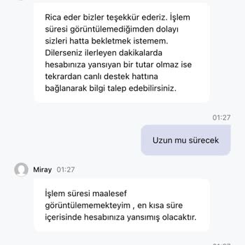 Yatırımım Hesabıma Geçmedi, Canlı Destek Sorunu Çözmedi