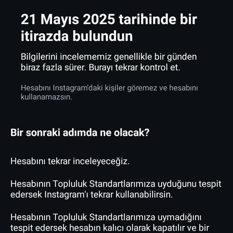 Instagram Uzun Süredir Kullandığım Hesabım Nedensiz Askıya Alındı, Destek Alamıyorum!