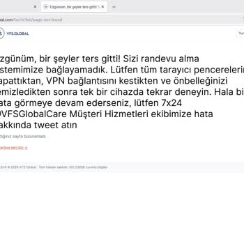 VFS Global Belçika Randevu Sisteminde Sürekli Hata Ve Engelleme Sorunu