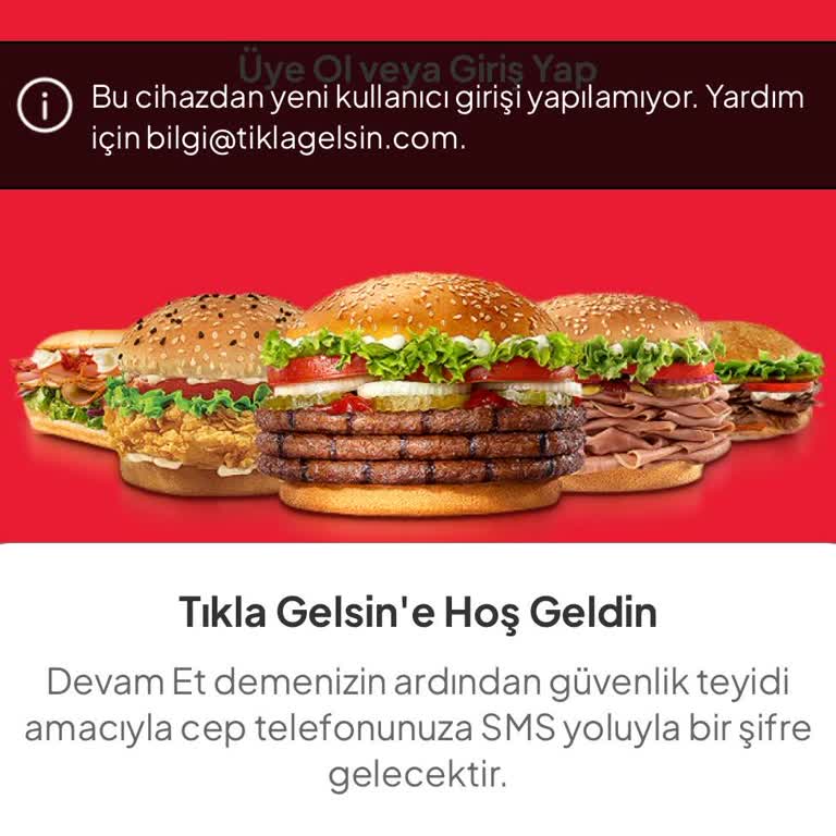 Tıkla Gelsin Uygulamasına Giriş Sorunu Ve Hata Uyarısı