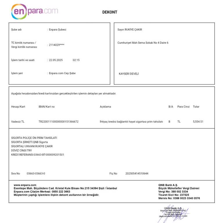 Hayat Sigortası Poliçesinin İptali Ve Ücret İadesi Talebim