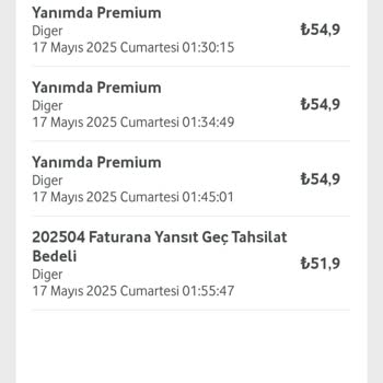 Vodafone Yanımda Premium Üyeliği İçin Haksız Fatura Kesintisi Ve İade Talebi