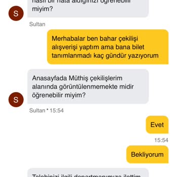 Çekiliş Bileti Tanımlanmama ve Müşteri Hizmetleri Desteği Hakkında Şikayet