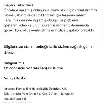 Chicco Ana Kucağı Kılıfında Sorun Ve 2 Yıldır Dönüş Yapılmıyor