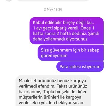 Para İadesi Ve Ürün Teslimatında Sürekli Oyalama