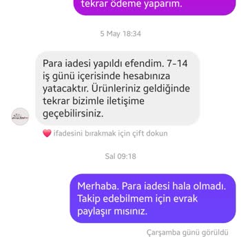 Para İadesi Ve Ürün Teslimatında Sürekli Oyalama