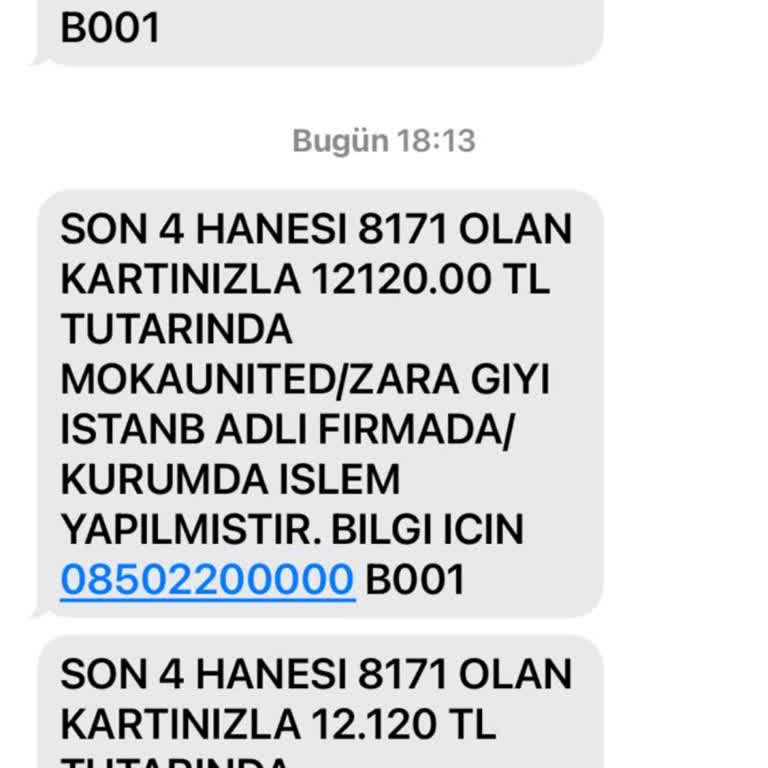 Bilgim Dışında Yüksek Tutarla İşlem Yapıldı