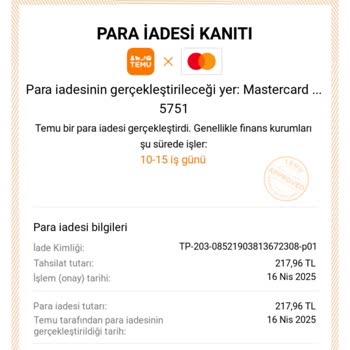 Temu'dan İptal Edilen Siparişimin İadesi Yapılmadı, Mağdurum