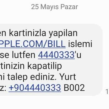 İzinsiz Apple.com/Bill İşlemleriyle Hesabımdan Para Çekildi, İade Talep Ediyorum