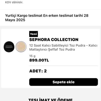 Sephora Black Kart Hediyesi Siparişimde Görünmüyor