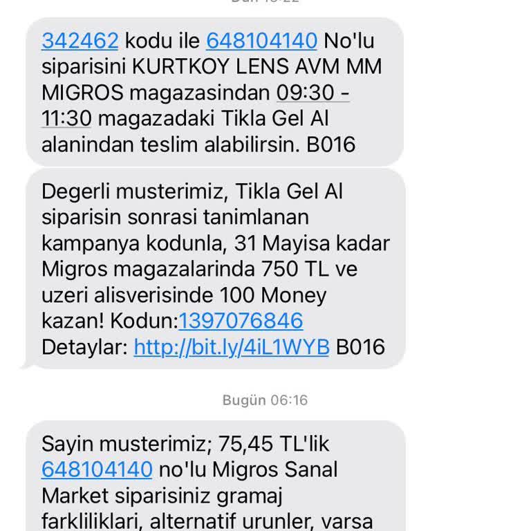 Migros Siparişim Teslim Edilmedi Mağduriyetim Giderilmedi