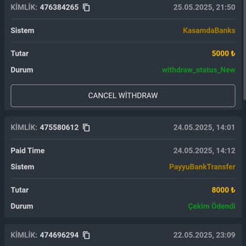 Kalebet Kazandığım Paranın Ödenmemesi Nedeniyle Üyeliğimi Sildim