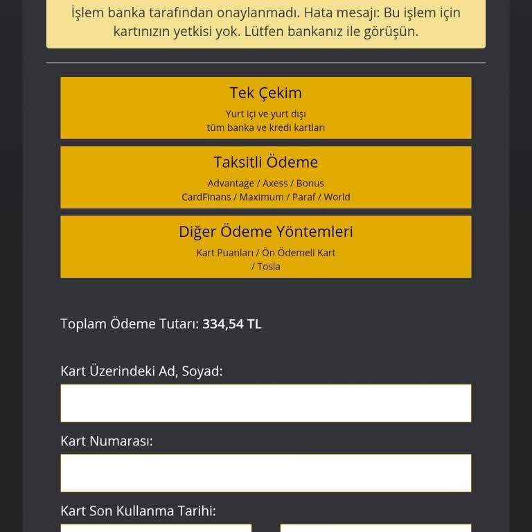 Paycell Kartımla Online Ödemeler Başarısız Oluyor, Çözüm Bekliyorum