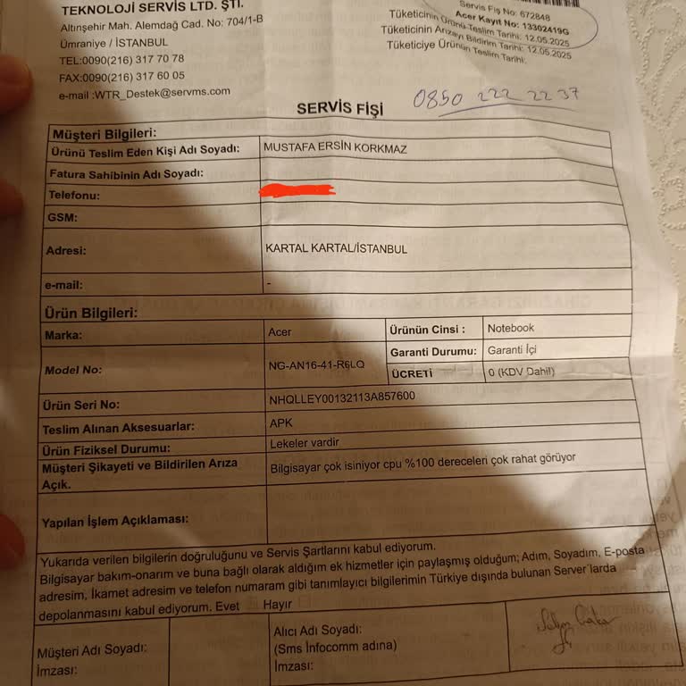Garanti Kapsamındaki Laptop İçin Yüksek Temizlik Ücreti Talebi