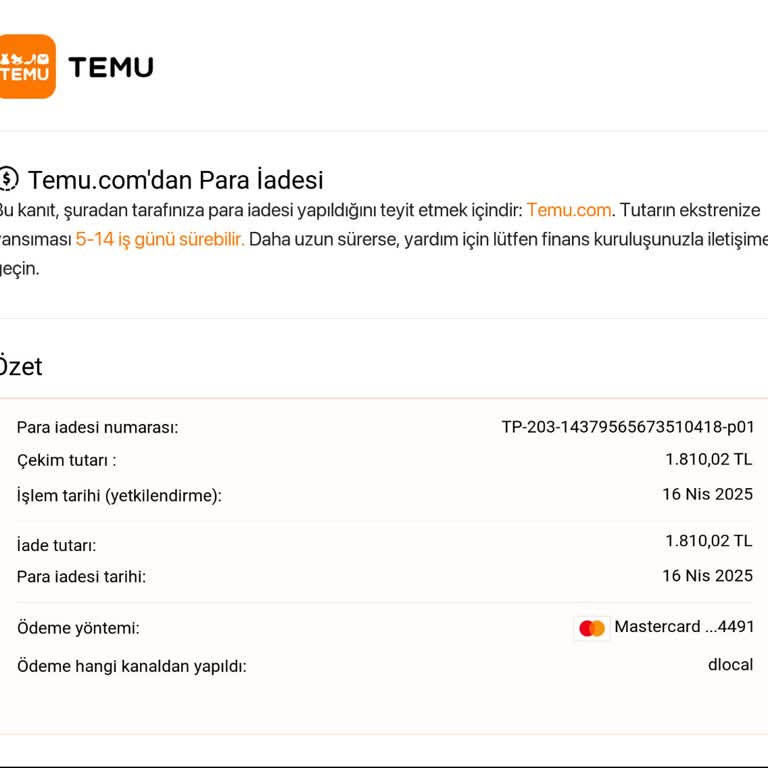 Temu'dan Yaptığım İade Talebinde Gecikme Yaşıyorum