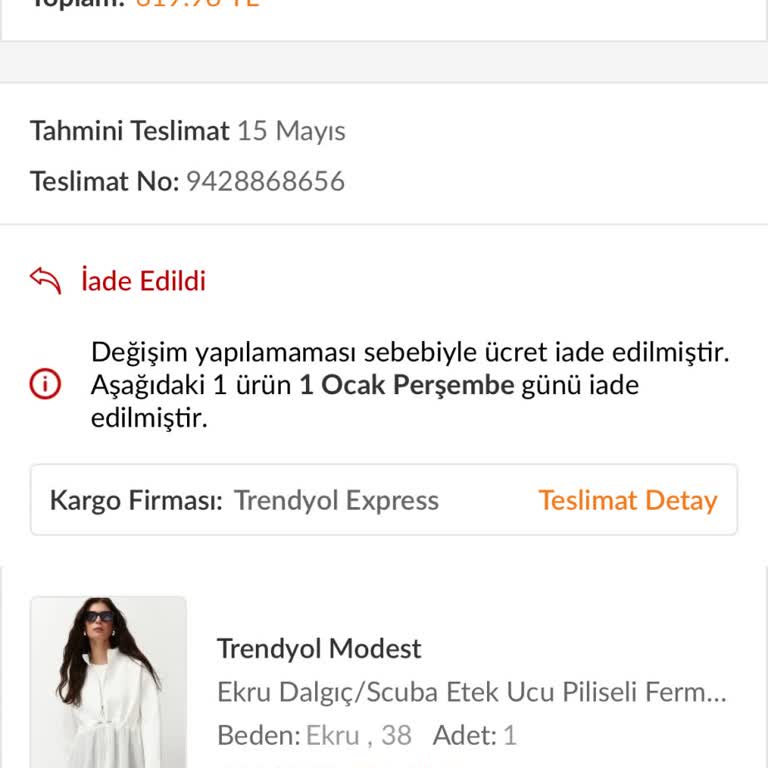 Sipariş İadesi Ve Değişim Sürecinde Mağduriyet Yaşadım