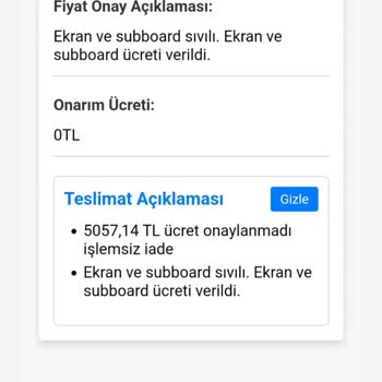 Garanti Servisi Sıvı Teması Sonrası Yüksek Onarım Ücreti Talep Ediyor