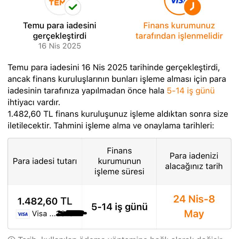 TEMU'dan İptal Edilen Siparişimin Ücreti İade Edilmedi