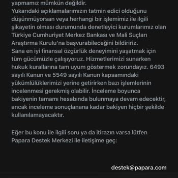 Papara Hesabım Haksız Yere Kapatıldı, Param Nerede?