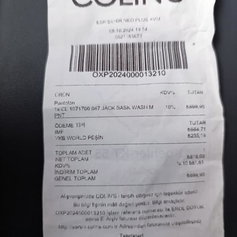 Colins Kot Pantolonun Kısa Sürede Deforme Olması Ve Garanti Reddi