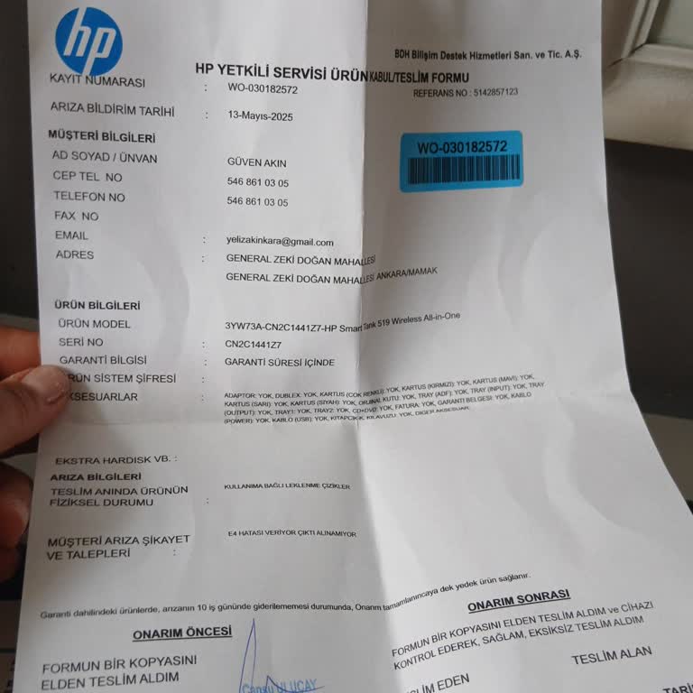 HP Yazıcı Servis Sürecindeki İletişim Eksikliği Mağduriyet Yarattı