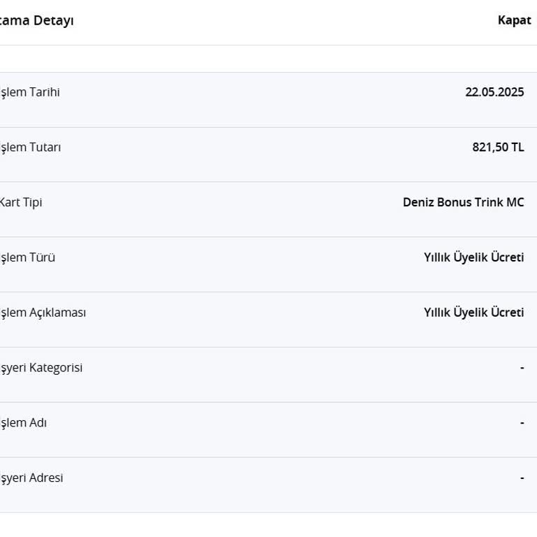 Denizbank Kredi Kartı Yıllık Aidatının İadesini Talep Ediyorum