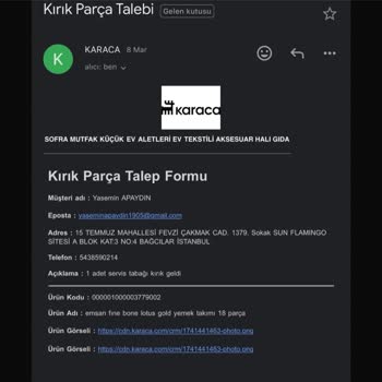 Kırık Gelen Tabak İçin Uzun Süre Çözüm Sunulmuyor