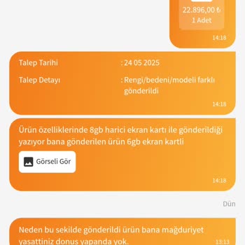 Satın Aldığım Ürün Özellikleri Eksik Geldi, İletişim Sorunu Yaşadım