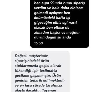 Sipariş Verilen Elbisenin Teslim Edilmemesi Ve İletişim Sorunu